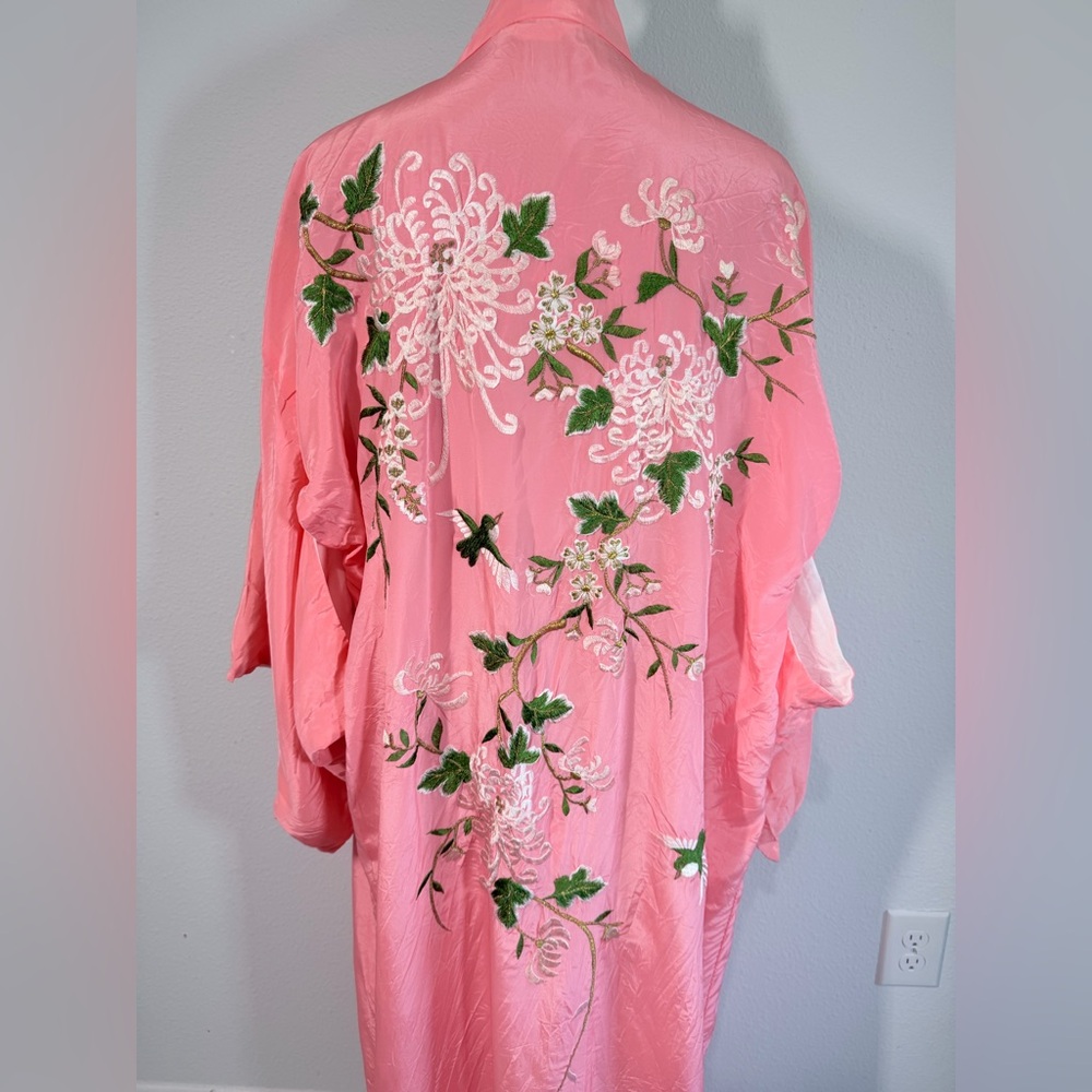 Vintage Japanese Kimono Cherry Blossom Embroidered One Size - Picture 6 of 10